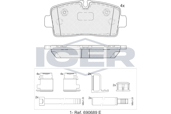 Zestaw klocków hamulcowych, hamulce tarczowe ICER 142454