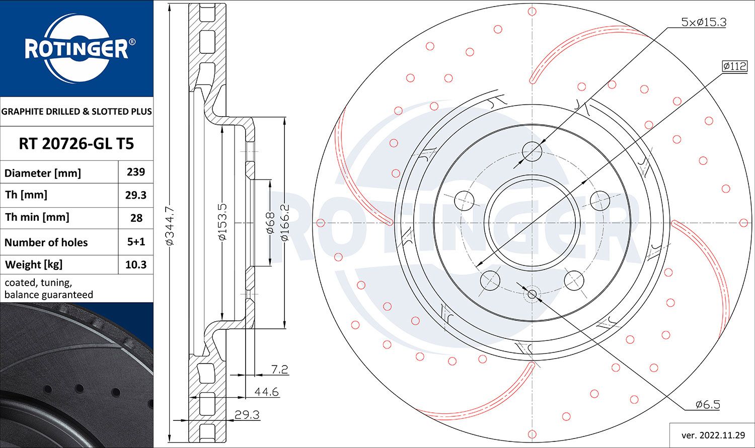 Disc frana ROTINGER RT 20726-GL T5