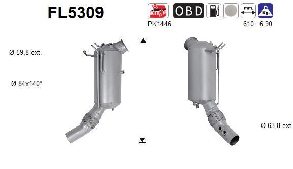 Filtr sadzy / filtr cząstek stałych, układ wydechowy AS 18328590012