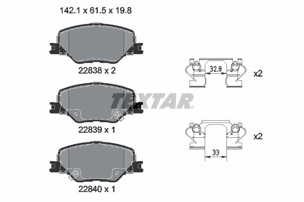 Sada brzdových platničiek kotúčovej brzdy TEXTAR 2283801