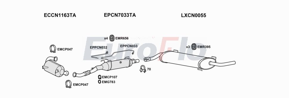 Układ wydechowy EUROFLO PGBOX20D0704LHD