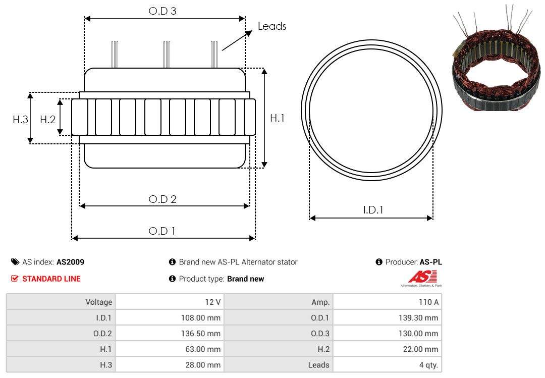 Levně Stator, generátor AS-PL AS2009