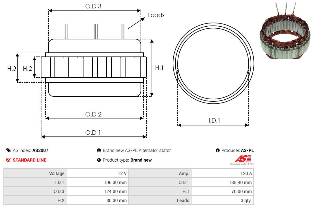 Levně Stator, generátor AS-PL AS3007