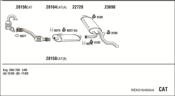 Układ wydechowy WALKER REK016490AA
