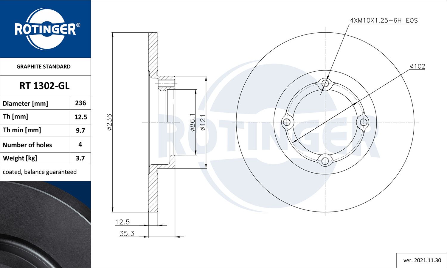 Disc frana ROTINGER GRAPHITE LINE RT 1302-GL