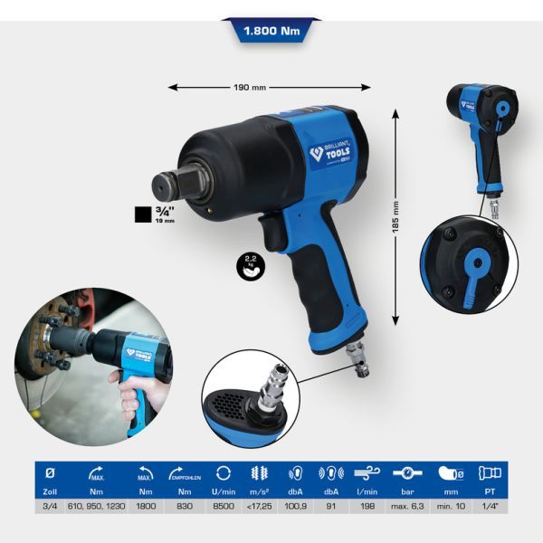Mașină de înșurubat cu percuție (aer comprimat) BRILLIANT TOOLS BT160200