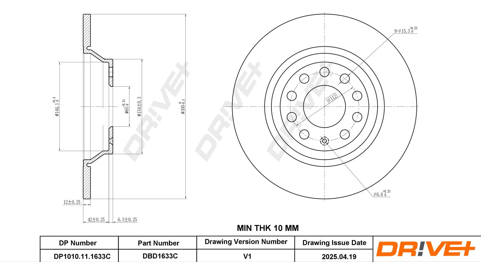 Tarcza hamulcowa DR!VE+ DBD1633C