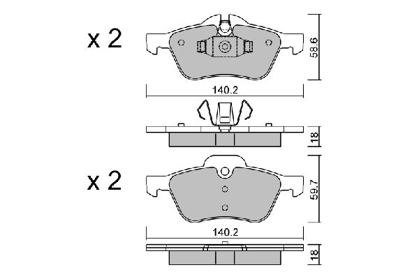 Zestaw klocków hamulcowych, hamulce tarczowe AISIN BPMB-1010