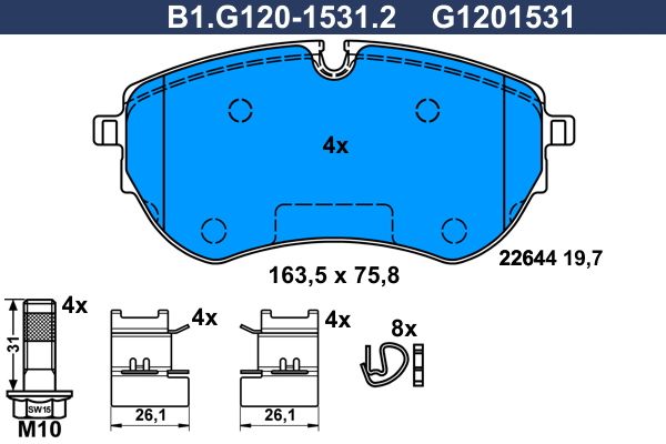 Zestaw klocków hamulcowych, hamulce tarczowe GALFER B1.G120-1531.2