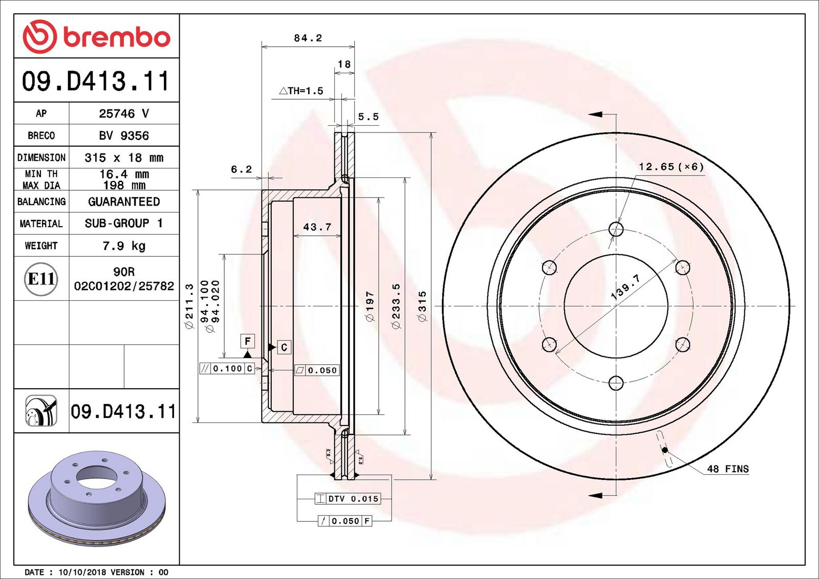 Levně Brzdový kotouč BREMBO 09.D413.11