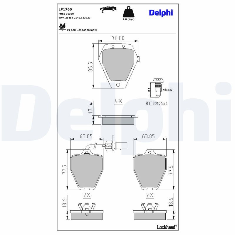 set placute frana,frana disc DELPHI LP1760