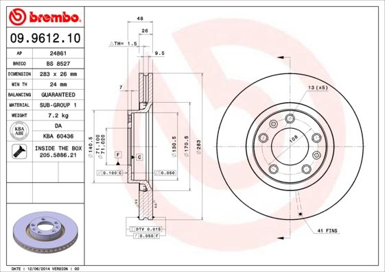 Brzdový kotouč BREMBO 09.9612.10