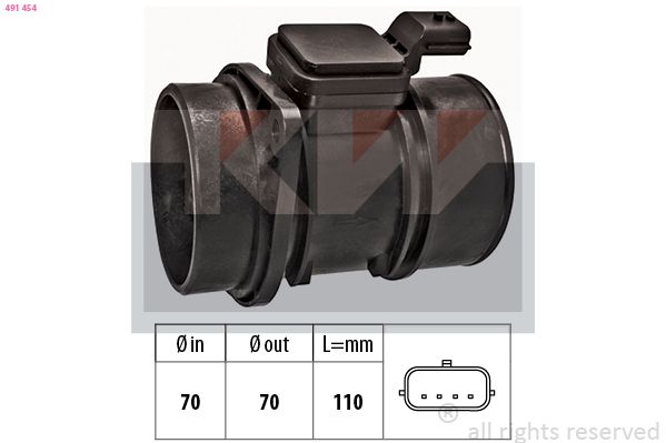 Przepływomierz masowy powietrza KW 491 454