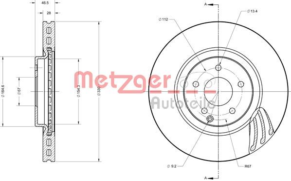 Tarcza hamulcowa METZGER AUTOTEILE 6110553