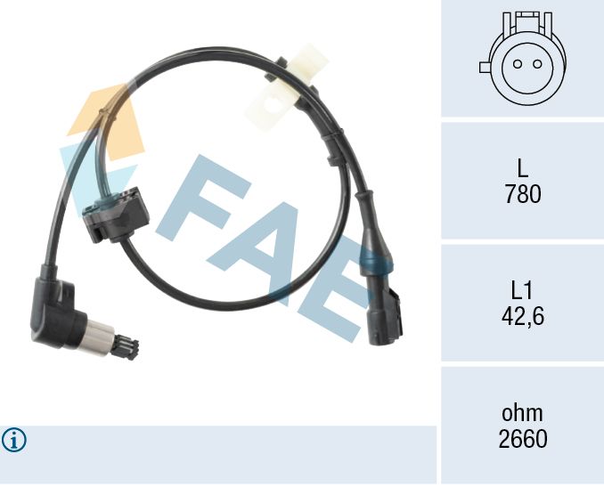 Czujnik, prędkość obrotowa koła FAE 78631
