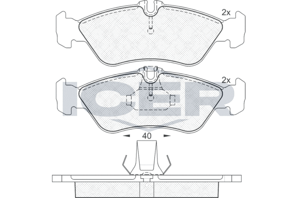 Zestaw klocków hamulcowych, hamulce tarczowe ICER 141103-046
