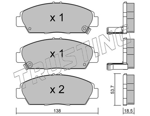 Zestaw klocków hamulcowych, hamulce tarczowe TRUSTING 175.0
