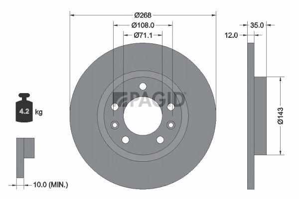 Tarcza hamulcowa PAGID 55680NC