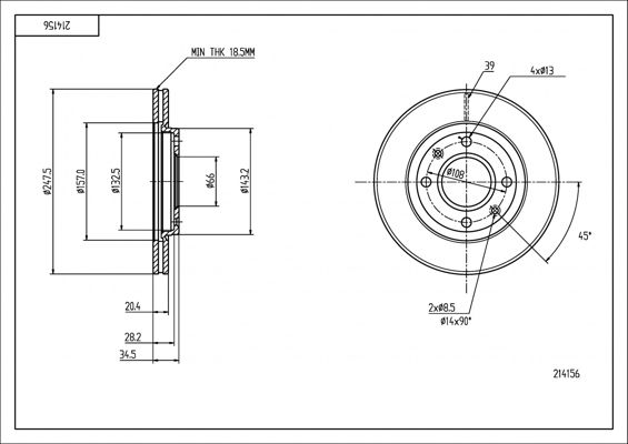 Tarcza hamulcowa HART 214 156