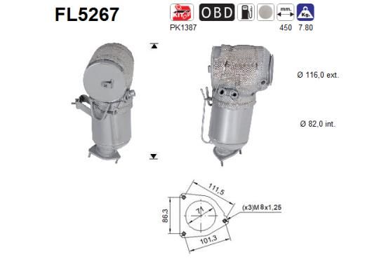 Filtr sadzy / filtr cząstek stałych, układ wydechowy AS 36010405