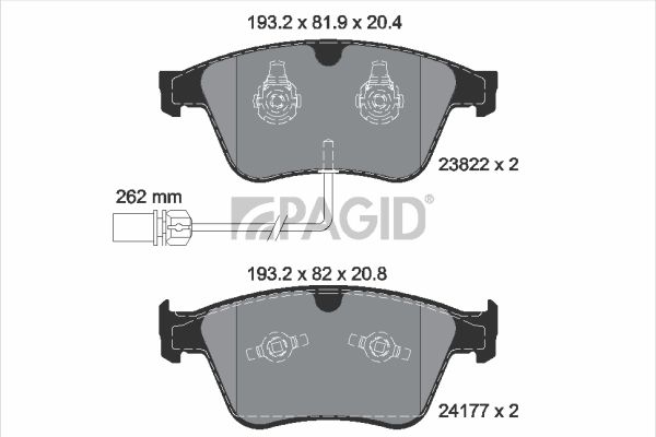 Zestaw klocków hamulcowych, hamulce tarczowe PAGID T2082N