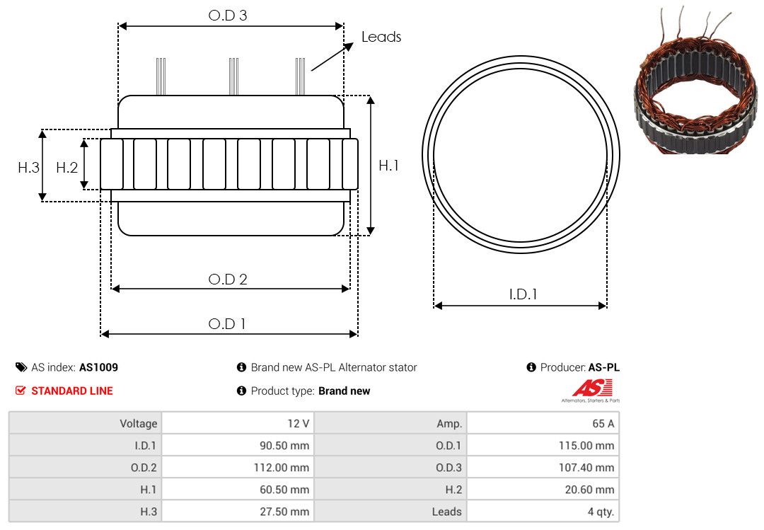 Levně Stator, generátor AS-PL AS1009