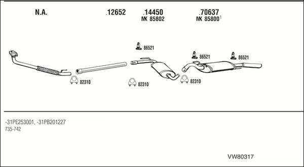 Układ wydechowy WALKER VW80317