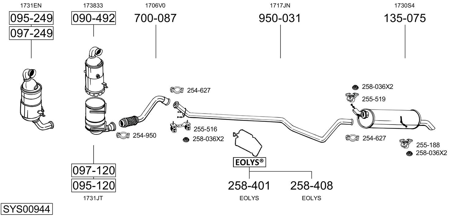 Układ wydechowy BOSAL SYS00944