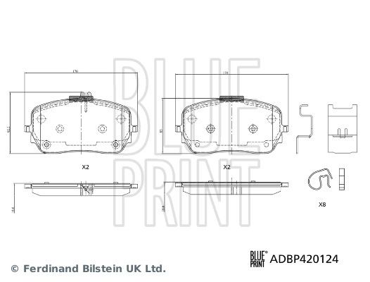 Zestaw klocków hamulcowych, hamulce tarczowe BLUE PRINT ADBP420124