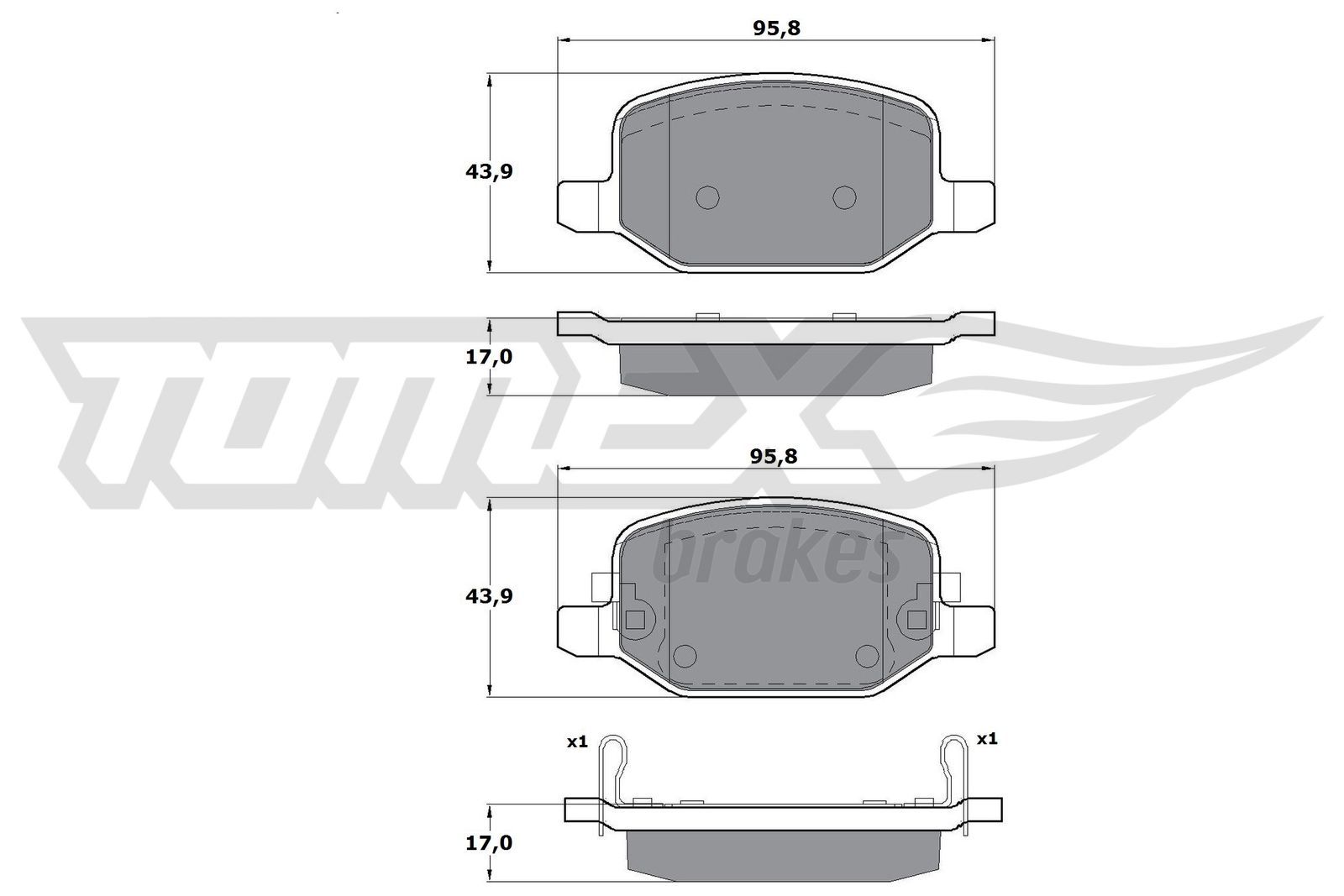 Levně Sada brzdových destiček, kotoučová brzda TOMEX Brakes 17-18