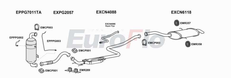 Układ wydechowy EUROFLO CNC4PI16D6001C