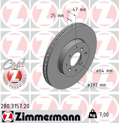 Brzdový kotúč ZIMMERMANN 280.3157.20