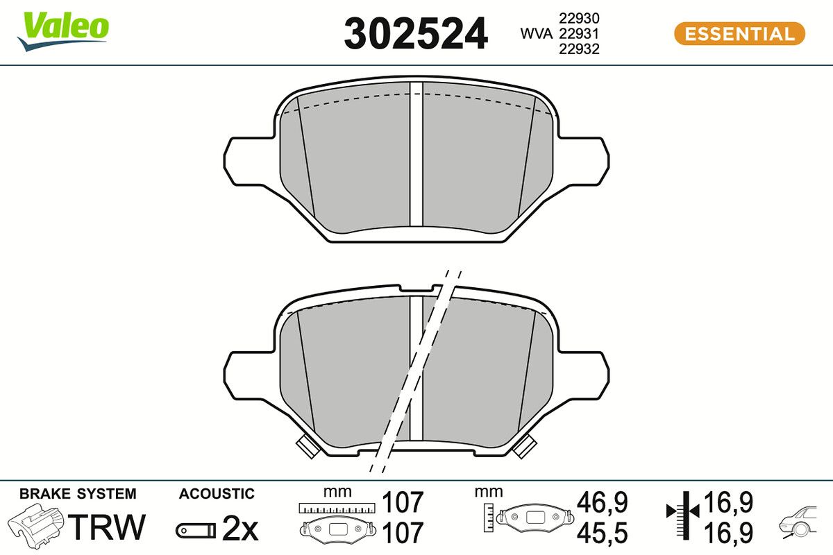 set placute frana,frana disc VALEO ESSENTIAL 302524