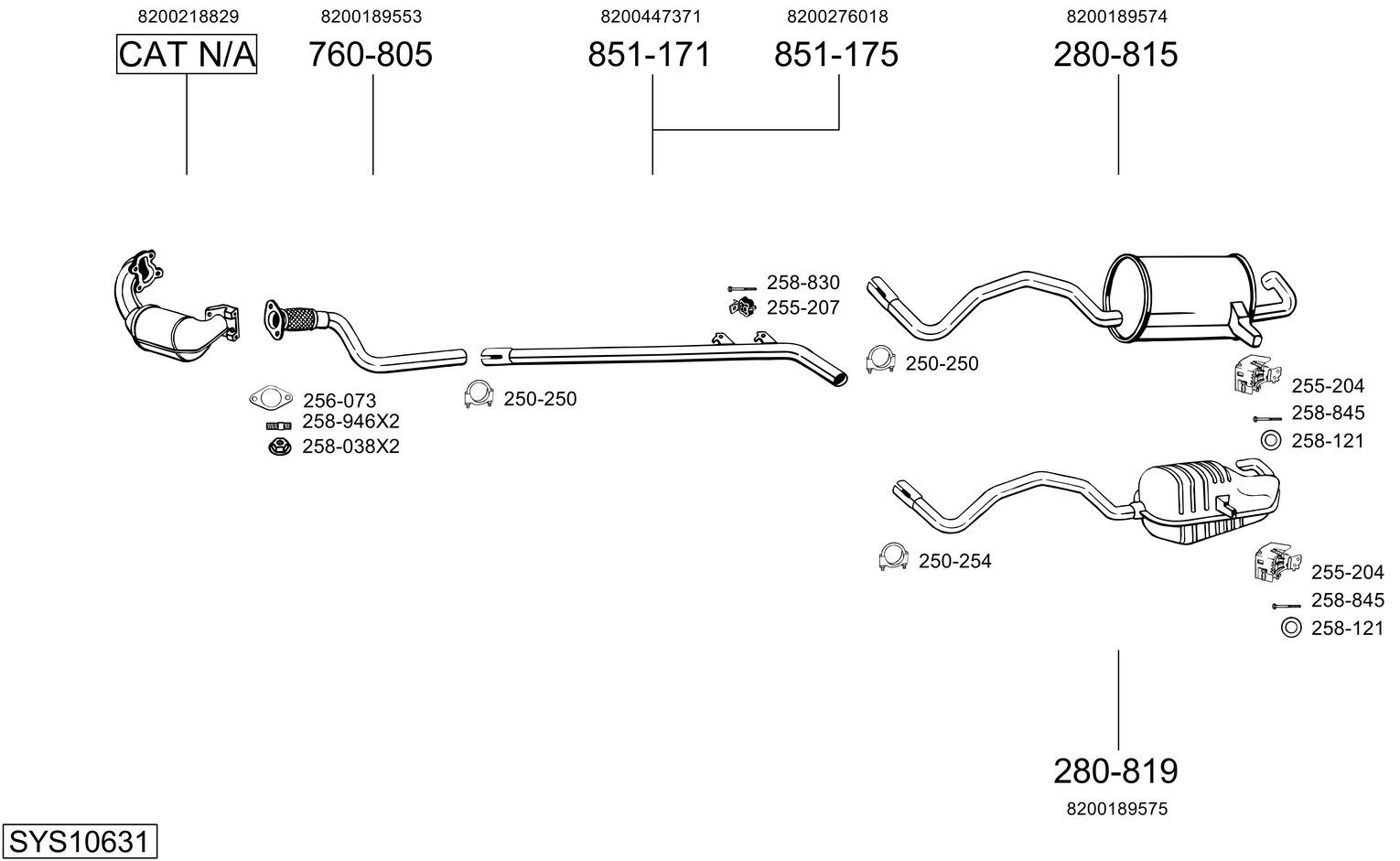 Układ wydechowy BOSAL SYS10631