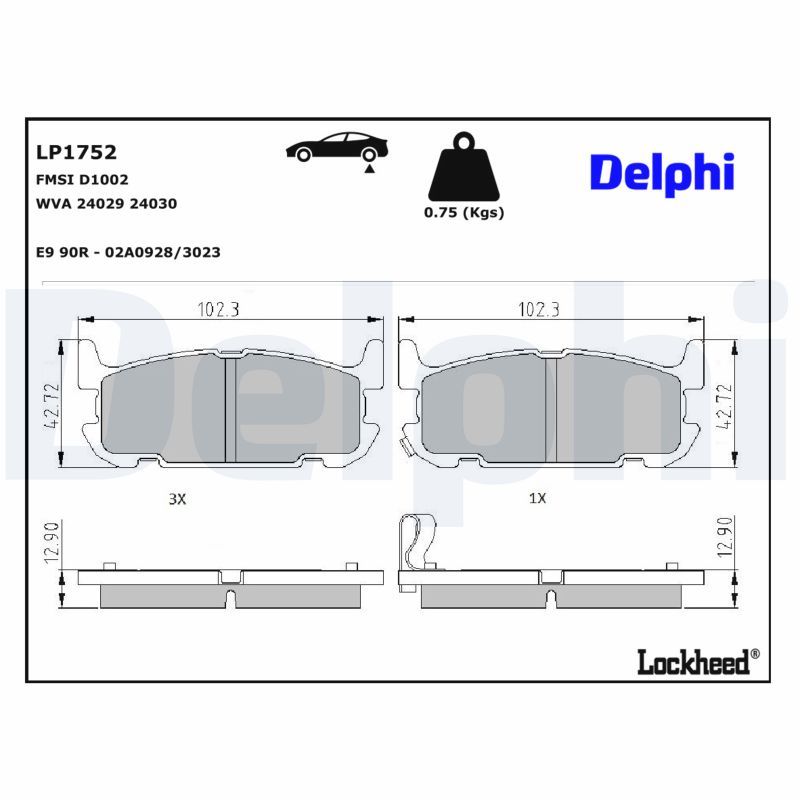 set placute frana,frana disc DELPHI LP1752