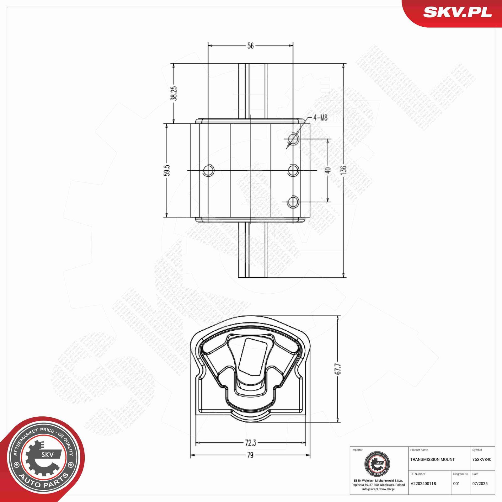 Suport, transmisie automata ESEN SKV 75SKV840