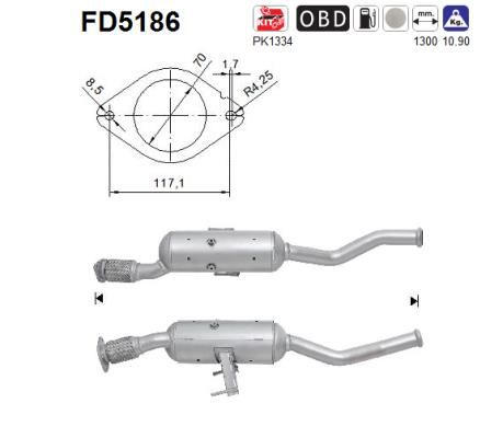 Filtr sadzy / filtr cząstek stałych, układ wydechowy AS FD5186