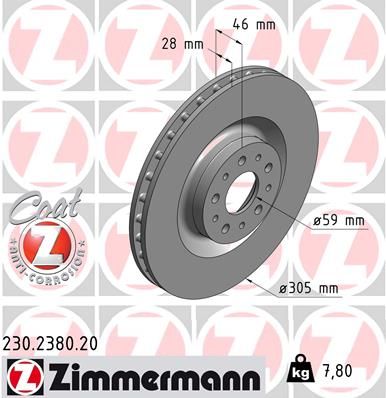 Brzdový kotúč ZIMMERMANN 230.2380.20