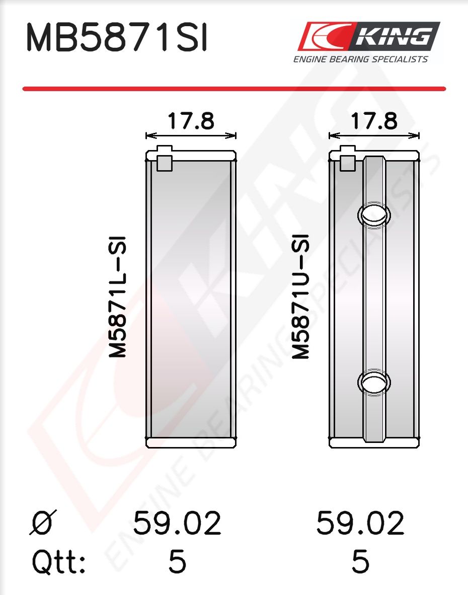 Set cuzineți arbore cotit KING MB5871SI