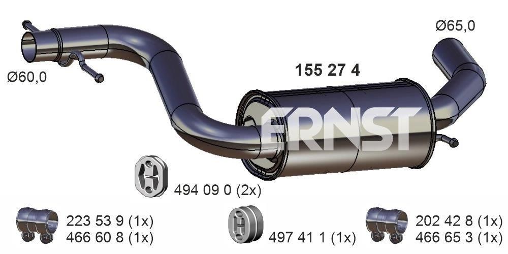 Střední tlumič výfuku ERNST 155274