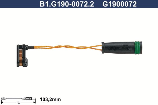 Styk ostrzegawczy, zużycie okładzin hamulcowych GALFER B1.G190-0072.2