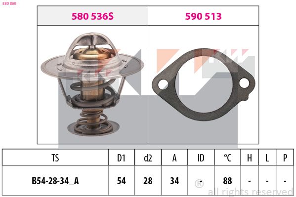 Termostat, środek chłodzący KW 580 869
