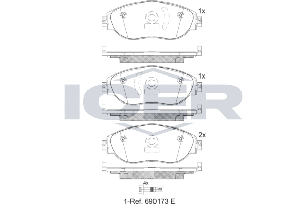 Zestaw klocków hamulcowych, hamulce tarczowe ICER 182018-204