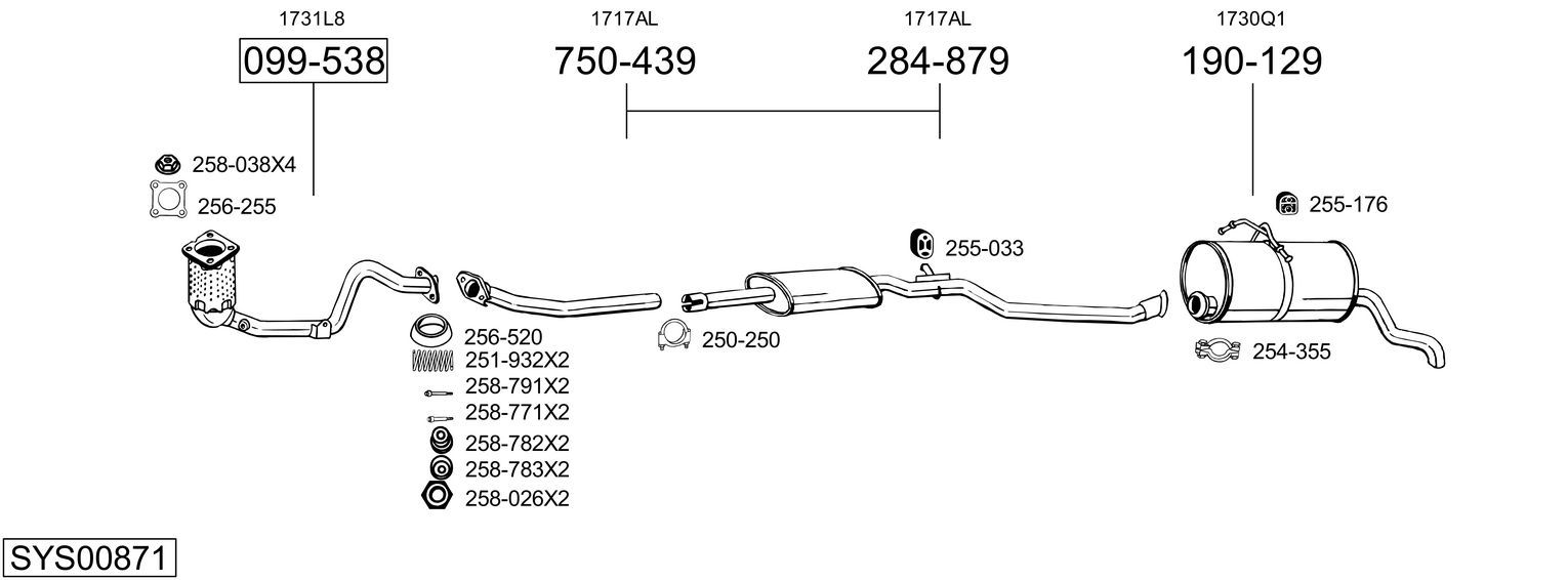 Układ wydechowy BOSAL SYS00871