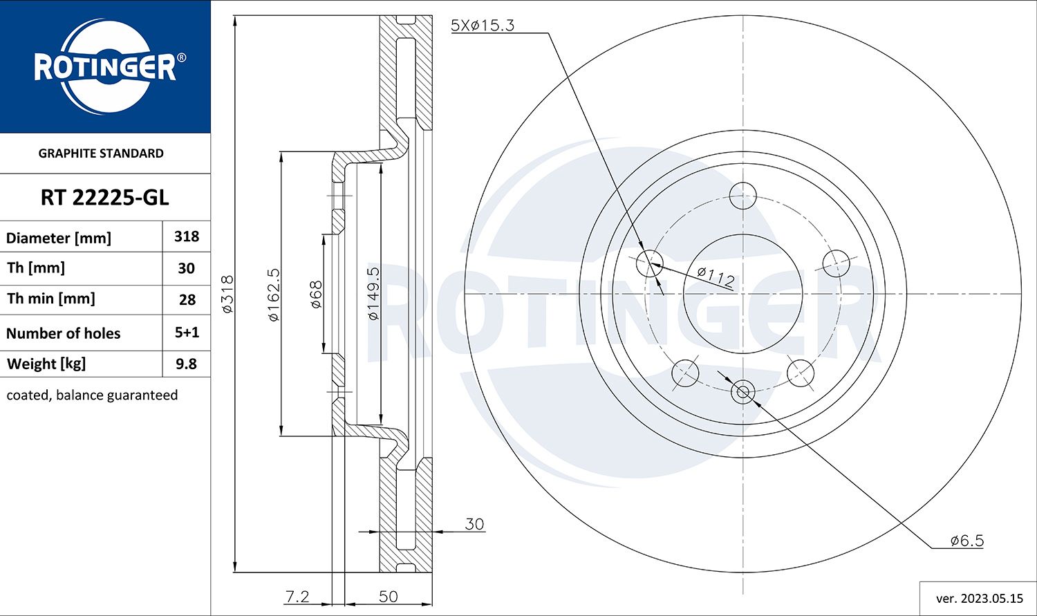 Disc frana ROTINGER RT 22225-GL