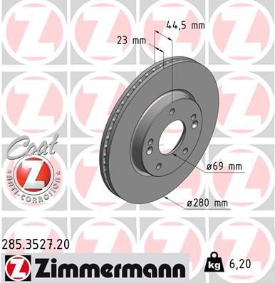 Brzdový kotúč ZIMMERMANN 285.3527.20