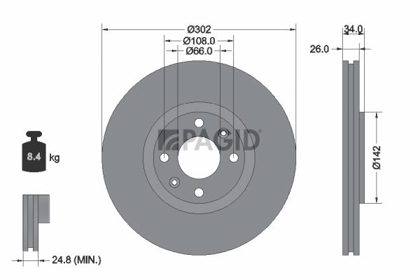 Tarcza hamulcowa PAGID 54332NC