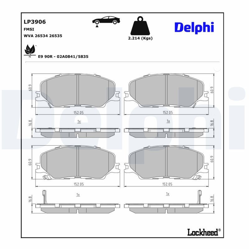 set placute frana,frana disc DELPHI LP3906