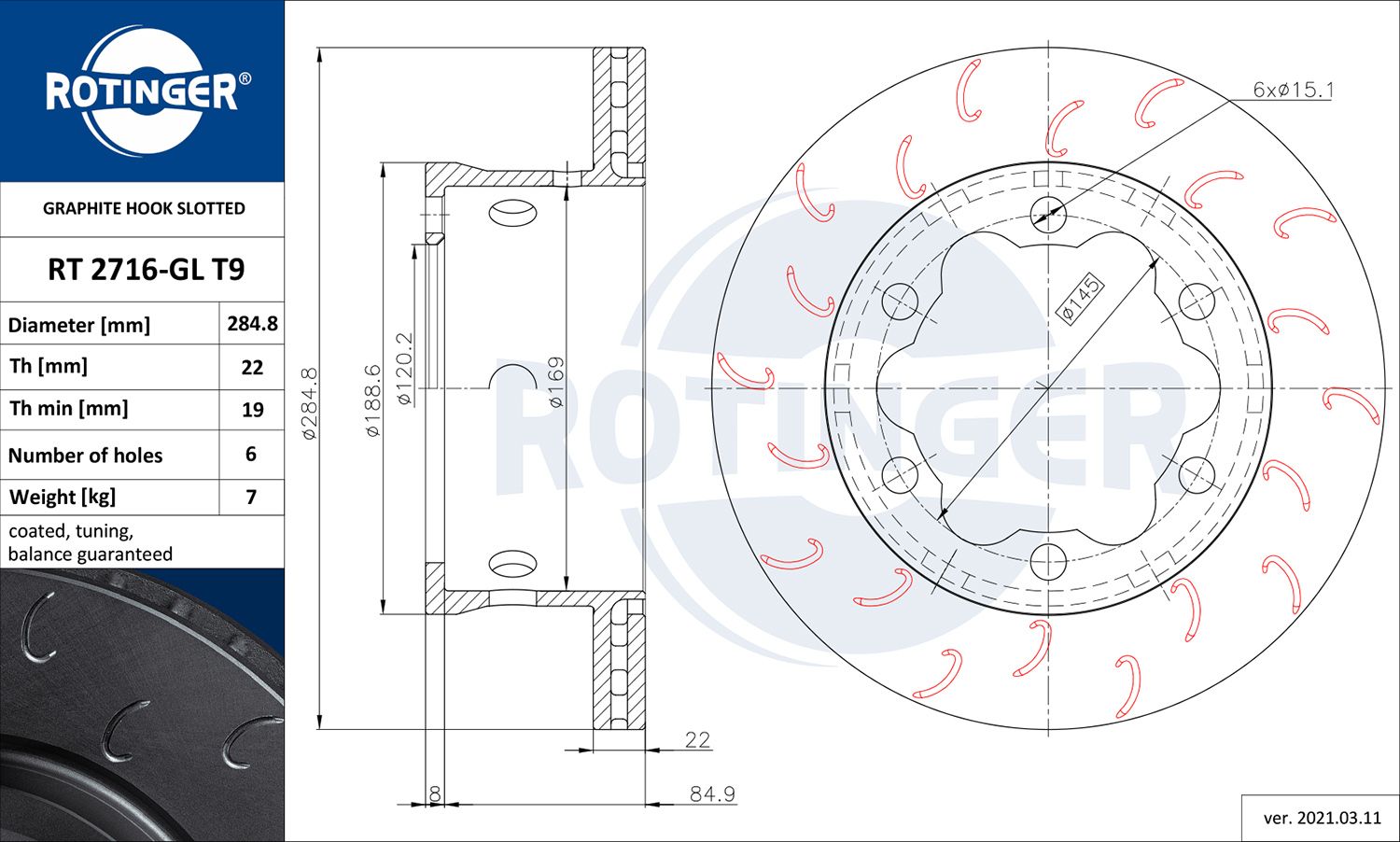 Tarcza hamulcowa ROTINGER RT2716-GLT9