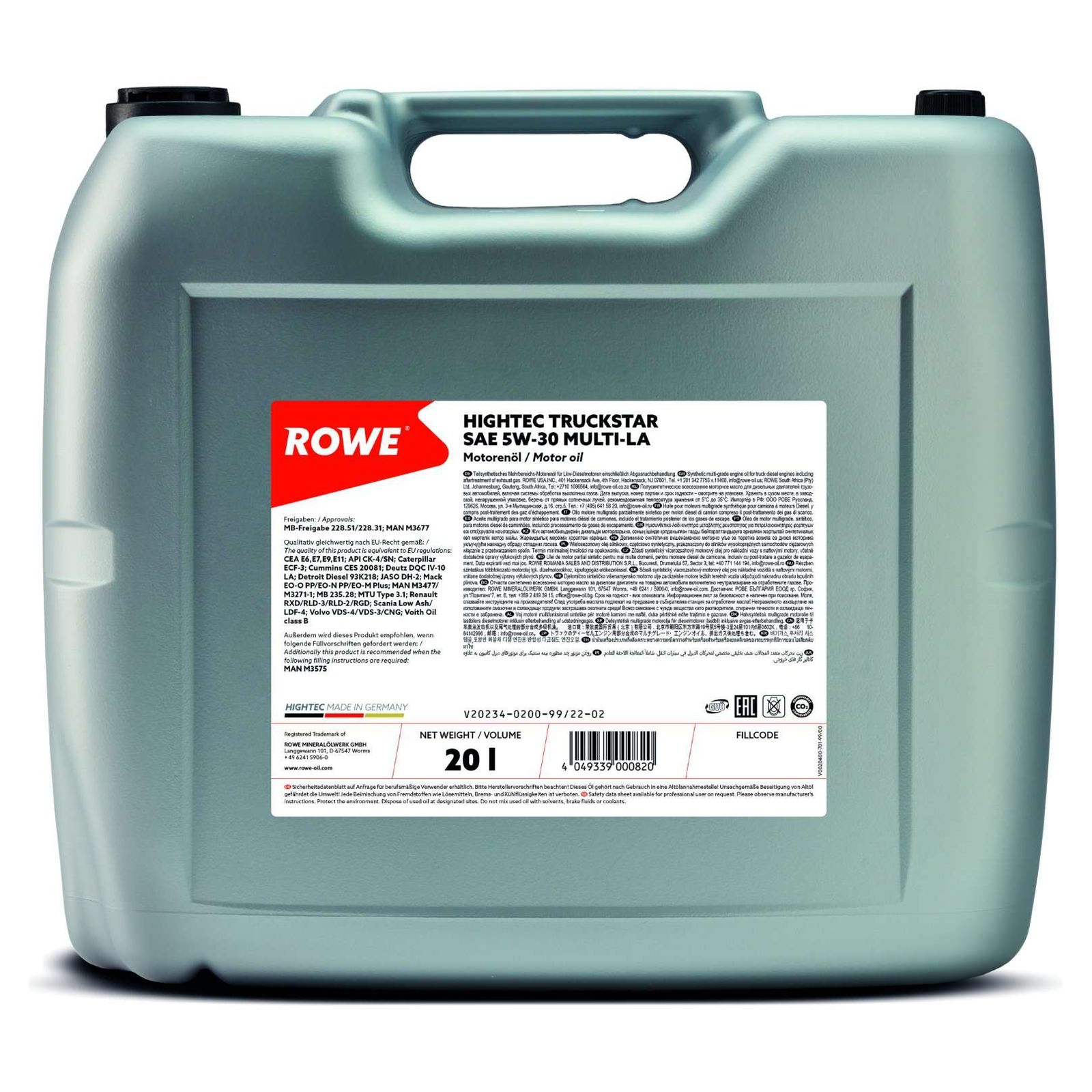 ulei de motor ROWE HIGHTEC TRUCKSTAR SAE 5W-30 MULTI-LA 20234-0200-99